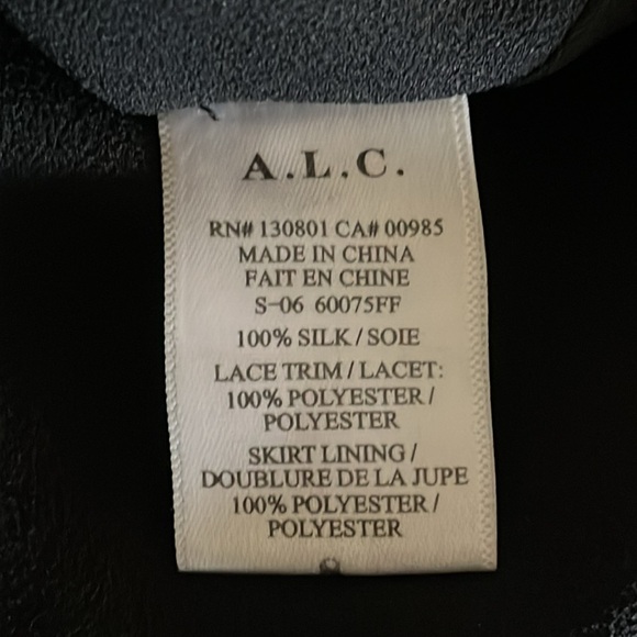 A.L.C. Silk Navy Midi Dress with Black Lace Detail sz 8 - Picture 12 of 14